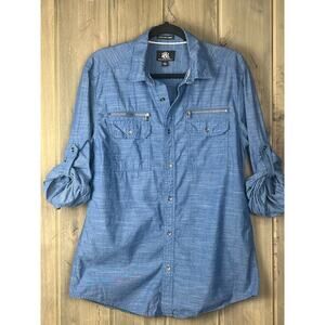 Rock & Republic denim chambray button-down shirt medium